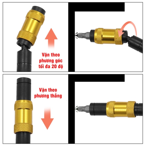Đầu Lục Giác Dài 145mm Chuyển Hướng Bắn Vít Góc 20 Độ Có Nam Châm Giữ VITO