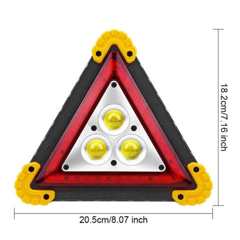 Đèn LED COB, Sạc 2 Chiều, Đèn Công Trình , 3xAA/2x18650 Có 36 Đèn Cảnh Báo Tam Giác