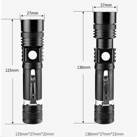 Đèn Pin Siêu Sáng LED T6 Dùng Pin 18650 Tích Hợp Cổng Sạc