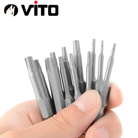 Bộ Mũi Vít Hoa Thị Có Lỗ Chân Lục Giác VITO Thép S2 Nhiều Kích Thước