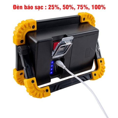 Đèn Pin 2 LED COB + 1 LED T6 Cạnh, Có Cổng Sạc Điện Thoại, Sử Dụng Pin 18650/AA