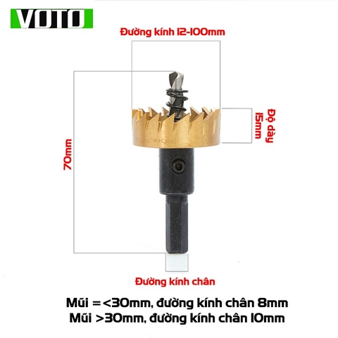 Mũi Khoan, Mũi Khoét Kim Loại Thép M35 Có Mũi Định Tâm