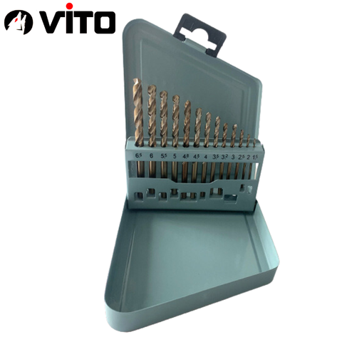 Hộp 13 Mũi Khoan Sắt, Thép, Inox Chất Liệu HSS CO Phủ Cobalt 5% Chân Tròn VITO