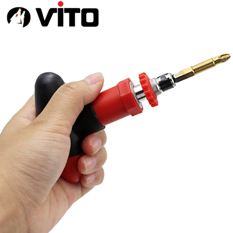 Tay Chữ T Vặn Vít Lục Giác VITO Có Khóa Chiều Vặn, Bi Giữ, Ngăn Chứa Mũi Vít, Bánh Cóc