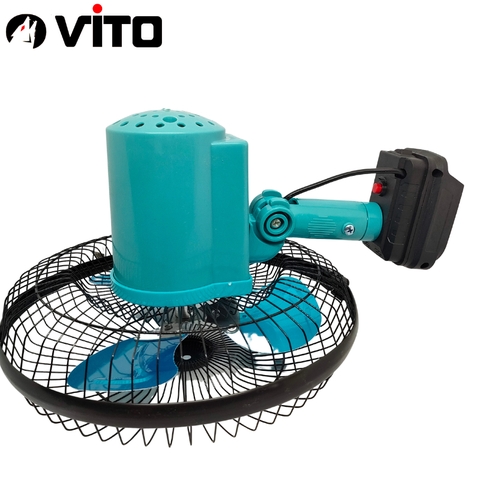 Quạt Chạy Pin 11 Inch Có Đảo Đầu Tự Động VITO Dùng Pin Chân MAKITA 40MM Sử Dụng Pin Máy Công Cụ