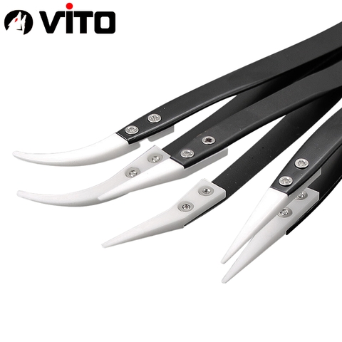 Nhíp Đầu Gốm Chuyên Dụng Gắp Linh Kiện Chống Tĩnh Điện Cán Thép Không Rỉ VITO