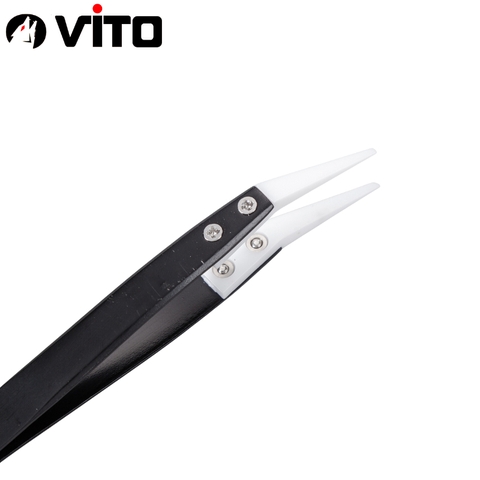 Nhíp Đầu Gốm Chuyên Dụng Gắp Linh Kiện Chống Tĩnh Điện Cán Thép Không Rỉ VITO