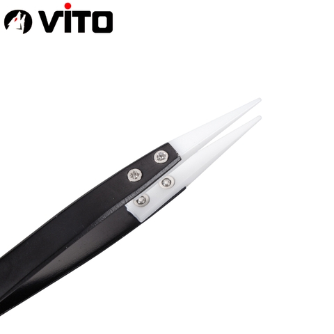 Nhíp Đầu Gốm Chuyên Dụng Gắp Linh Kiện Chống Tĩnh Điện Cán Thép Không Rỉ VITO