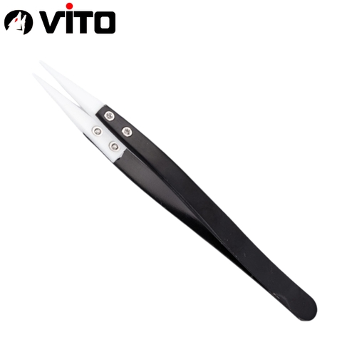 Nhíp Đầu Gốm Chuyên Dụng Gắp Linh Kiện Chống Tĩnh Điện Cán Thép Không Rỉ VITO