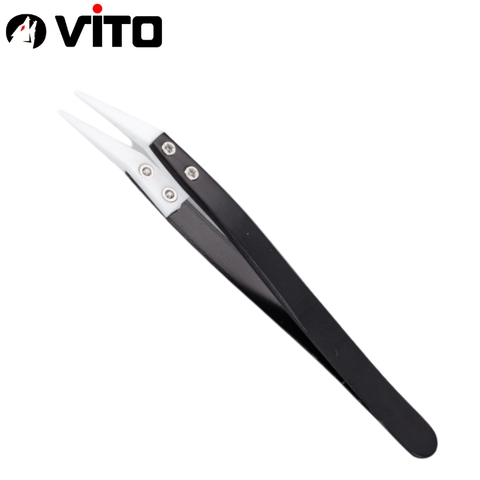 Nhíp Đầu Gốm Chuyên Dụng Gắp Linh Kiện Chống Tĩnh Điện Cán Thép Không Rỉ VITO