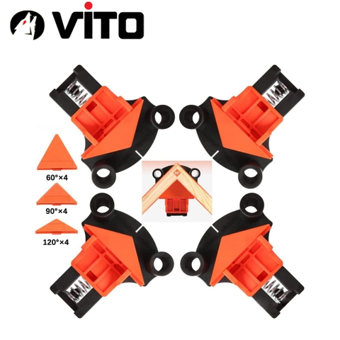Bộ 4 Cảo Kẹp Gỗ Đa Năng, Vam Kẹp 90 Độ VITO Kẹp Góc Vuông, Góc Chữ T