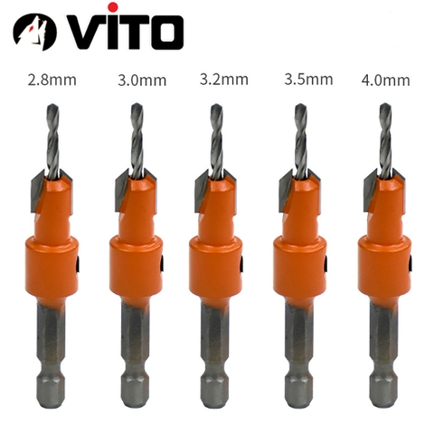 Mũi Khoan Doa Âm Vít Gỗ Chân Lục Giác Vuông Góc 2 Tầng VITO Thép HSS 4341