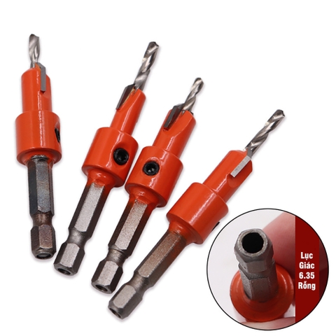 Mũi Khoan Doa Âm Vít Gỗ Chân Lục Giác Vuông Góc 2 Tầng VITO Thép HSS 4341
