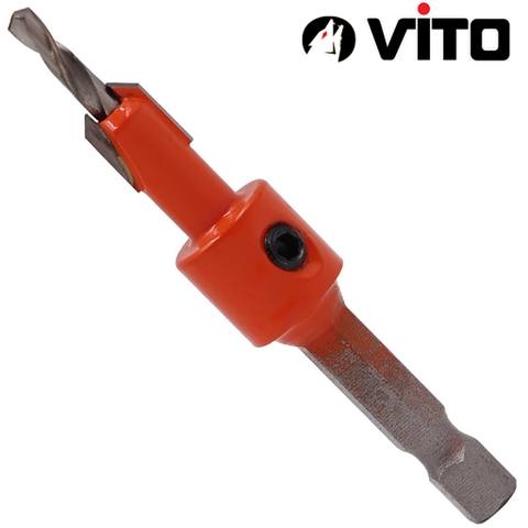 Mũi Khoan Doa Âm Vít Gỗ Chân Lục Giác Vuông Góc 2 Tầng VITO Thép HSS 4341