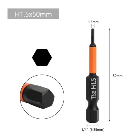 Mũi Vít Lục Giác 6 Cạnh Có Từ Tính VITO Dài 50mm 100mm Kích Cỡ H1.5 H2 H2.5 H3 H4 H5 H6 Thép Đen Độ Cứng Cao
