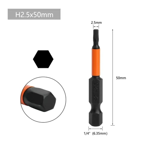 Mũi Vít Lục Giác 6 Cạnh Có Từ Tính VITO Dài 50mm 100mm Kích Cỡ H1.5 H2 H2.5 H3 H4 H5 H6 Thép Đen Độ Cứng Cao