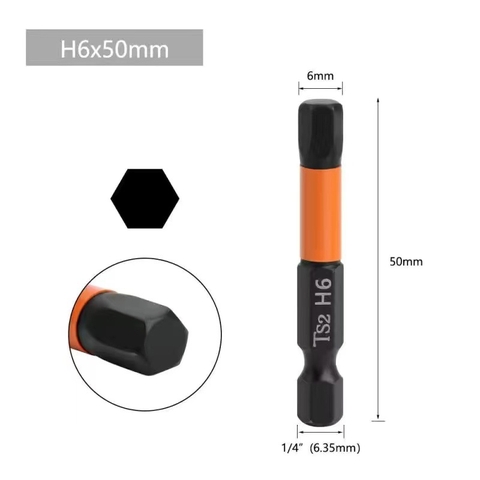 Mũi Vít Lục Giác 6 Cạnh Có Từ Tính VITO Dài 50mm 100mm Kích Cỡ H1.5 H2 H2.5 H3 H4 H5 H6 Thép Đen Độ Cứng Cao