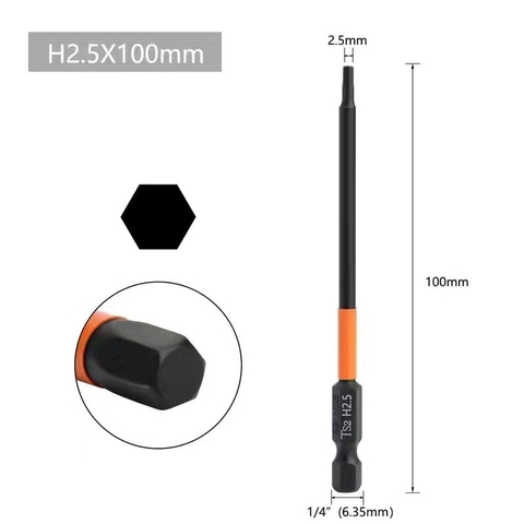 Mũi Vít Lục Giác 6 Cạnh Có Từ Tính VITO Dài 50mm 100mm Kích Cỡ H1.5 H2 H2.5 H3 H4 H5 H6 Thép Đen Độ Cứng Cao