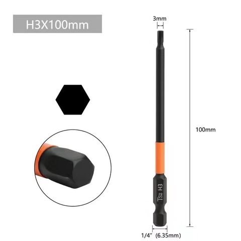 Mũi Vít Lục Giác 6 Cạnh Có Từ Tính VITO Dài 50mm 100mm Kích Cỡ H1.5 H2 H2.5 H3 H4 H5 H6 Thép Đen Độ Cứng Cao
