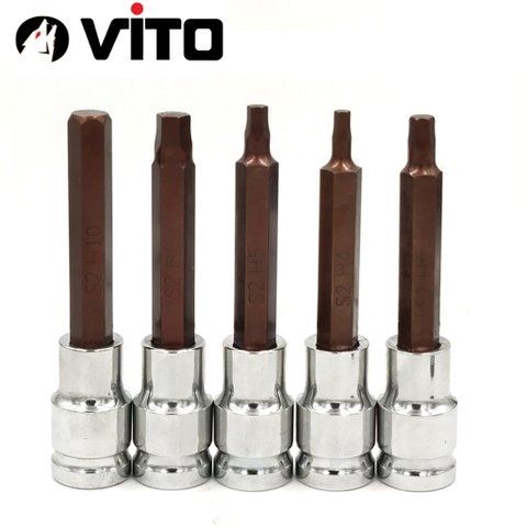 Đầu Lục Giác Thép S2 Dài 100mm VITO Chân Bulong 1/2 Inch Thép CR-V
