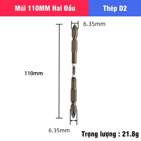 Mũi Bắn Vít Đầu Bake Chữ Thập PH2 Thép D2 Công Nghiệp Siêu Cứng VITO Từ Tính Cao Chân Lục Giác Ngắn