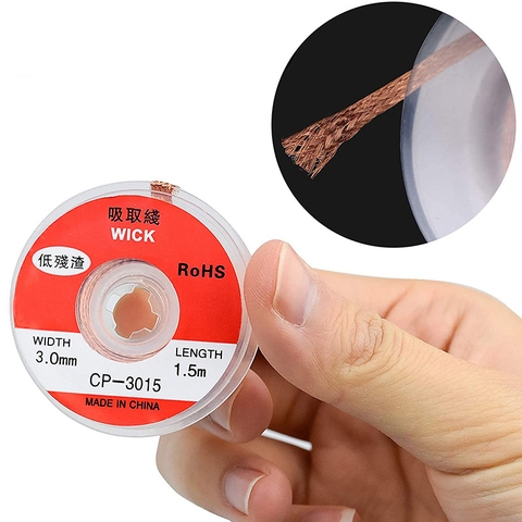 Cuộn Dây Hút Thiếc Hàn Chì Điện Tử Dài 1.5m VITO Các Kich Thước 2mm 2.5mm 3mm 3.5mm Đan Từ Sợi Dây Đồng Cáp Điện AWG