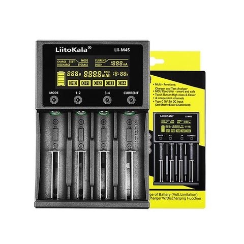 Bộ Sạc Pin Liitokala Lii-M4 Đa Năng Test Dung Lượng Nguồn Vào 5V USB