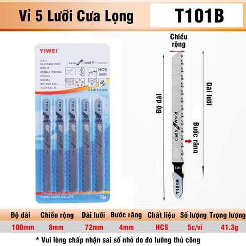 Bộ 5 Lưỡi Cưa Lọng T244D, T127D, T111C, T144D VITO Chất Liệu Thép Carbon Cưa Gỗ, Nhựa