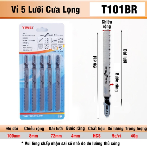 Bộ 5 Lưỡi Cưa Lọng T244D, T127D, T111C, T144D VITO Chất Liệu Thép Carbon Cưa Gỗ, Nhựa