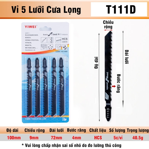 Bộ 5 Lưỡi Cưa Lọng T244D, T127D, T111C, T144D VITO Chất Liệu Thép Carbon Cưa Gỗ, Nhựa