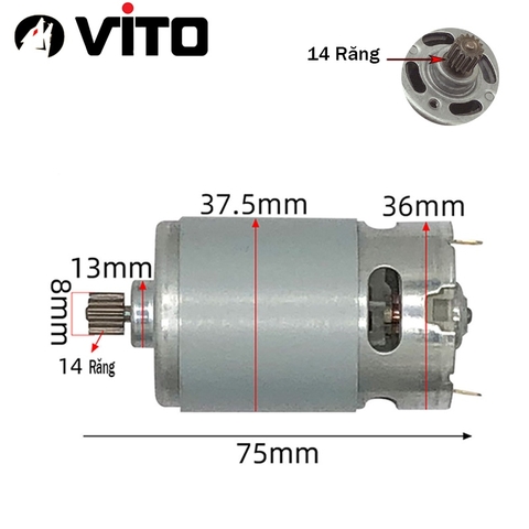 Động Cơ DC RS 550 21V 11/12 Răng VITO Motor Thay Thế Máy Khoan Pin