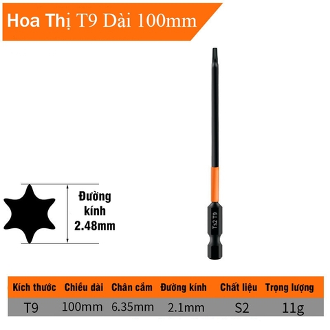 Mũi Vít Hoa Thị Chân Lục Giác Không Lỗ VITO Thép TS2 Đen Chắc Chắn