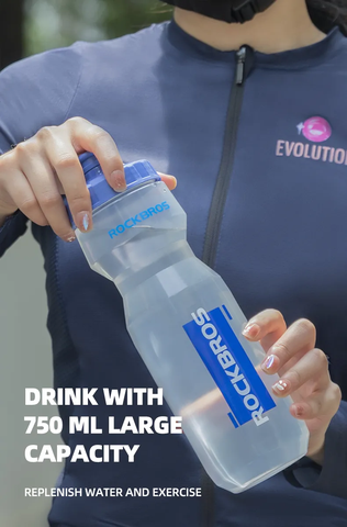 Rockbros chai nước đi xe đạp 750ml không chứa BPA xe đạp chai xách tay bền MTB xe đạp đường trường chai nước thể thao ngoài trời với bụi che