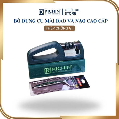 Combo Bộ Dụng Cụ Mài Dao Kéo & Nạo Cao Cấp Thép Không Gỉ Thương Hiệu Kichin