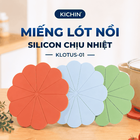 Miếng Lót Nồi Silicone Chịu Nhiệt KICHIN Hình Hoa Sen - Chống Trượt, Cách Nhiệt, Bảo Vệ Mặt Bàn