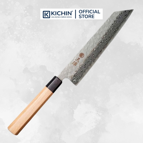 Dao Bếp Nhật Đa Năng Bunka Nashiji Damascus Keyaki 21cm
