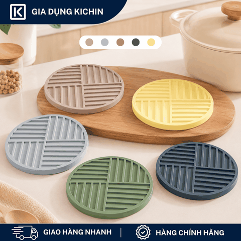 Miếng Lót Nồi Silicone Chịu Nhiệt KICHIN Hình Tròn - Chống Trượt, Cách Nhiệt, Bảo Vệ Mặt Bàn