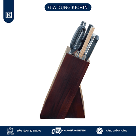 Hộp đựng dao bằng gỗ Teak thương hiệu KATANA màu nâu - DD01