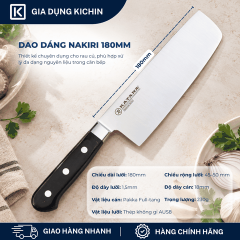 Dao bếp thương hiệu cao cấp KATANA Essential Nakiri - Dao thái rau củ quả KATA203 (180mm)