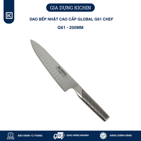 Dao bếp Nhật cao cấp Global G61 Chef - Dao thái thịt cá chống dính (200mm)