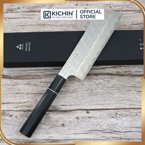 [LIMITED]Dao Đa Năng Nakiri Kiritsuke Nigara 180mm SPG STRIX Cán Gỗ Mun