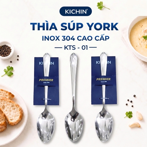 Combo 3 thìa súp cao cấp inox304 cao cấp thương hiệu Kichin