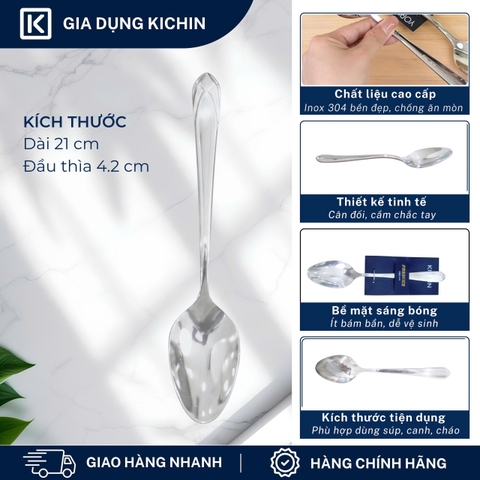 Combo 3 thìa súp cao cấp inox304 cao cấp thương hiệu Kichin