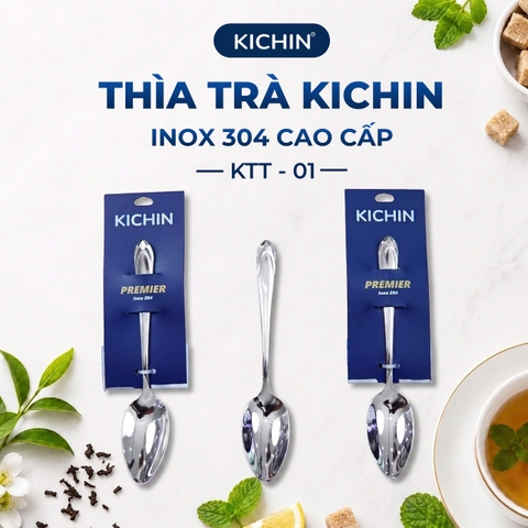 Combo 3 thìa trà cao cấp inox304 thương hiệu Kichin- Sáng bóng, bền đẹp, sang trọng