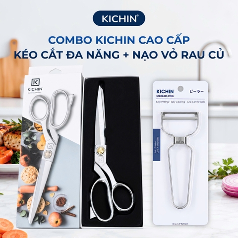 Combo kéo cắt đa năng + nạo rau củ cao cấp thương hiệu Kichin