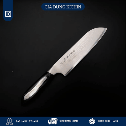 Dao thái đa năng Tojiro Flash 63 lớp Damascus VG10 Santoku FF-SA180 (180mm) - Dao bếp Nhật cao cấp Tojiro