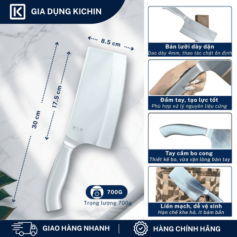 Dao chặt thịt, chặt xương Nhật cao cấp KAI Seki ManJu cán kim loại - 041BE0406 (175mm)