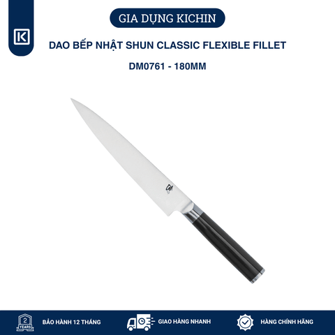 Dao bếp Nhật cao cấp Shun Classic Flexible Fillet - Dao phi lê thép Damascuss 69 lớp DM0761 (180mm)