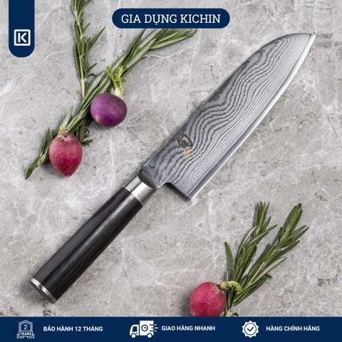 Dao bếp Nhật cao cấp Shun Classic Santoku - Dao thái đa năng thép Damascuss 69 lớp DM0702 (180mm)