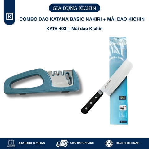 Combo Dao Katana Basic Nakiri + Mài dao Kichin